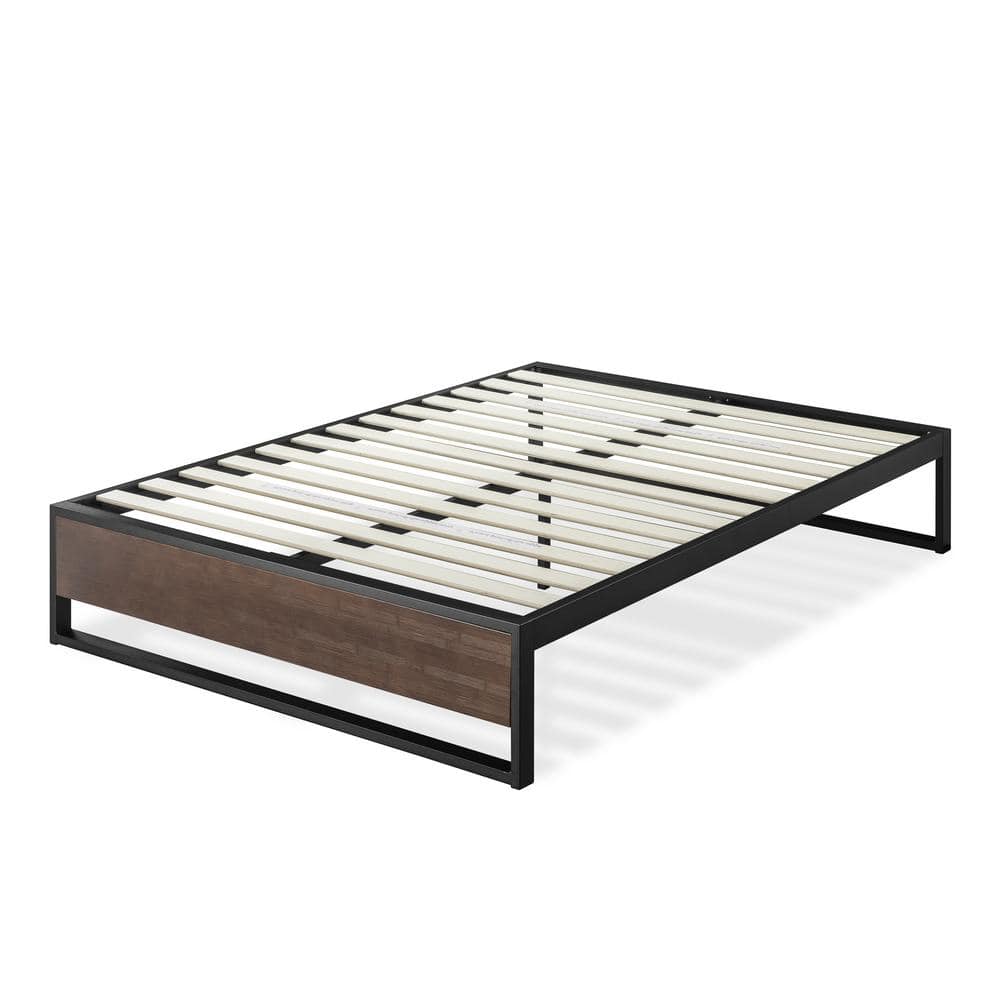 Zinus GOOD DESIGN Winner Suzanne Grey Wash King 14 in. Bamboo and Metal Platforma Bed Frame