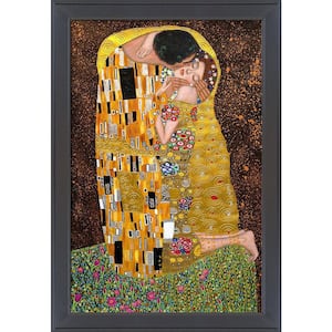The Kiss (Luxury Line) by Gustav Klimt Gallery Black Framed People Oil Painting Art Print 28 in. x 40 in