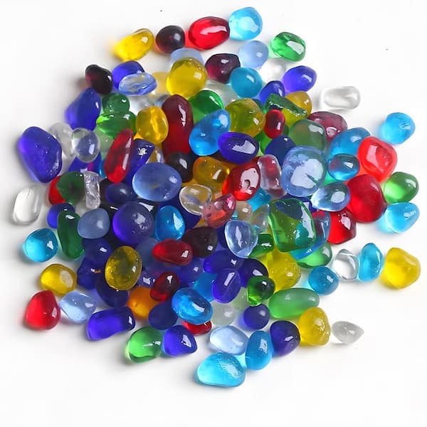 1 lb Sea Glass for Crafts, 0.2-0.35 in Decorative Gravel, Rainbow Small Pebbles for Aquariums, Fish Tanks, Vases and Ind