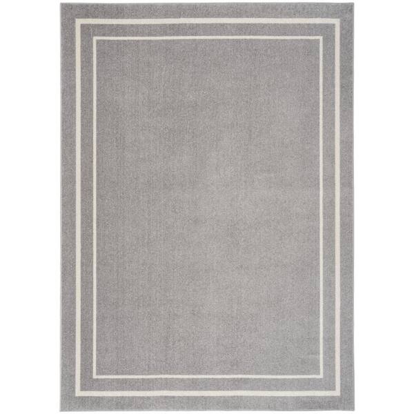 Nourison Essentials Grey/Ivory 6 ft. x 9 ft. Solid Contemporary Indoor ...