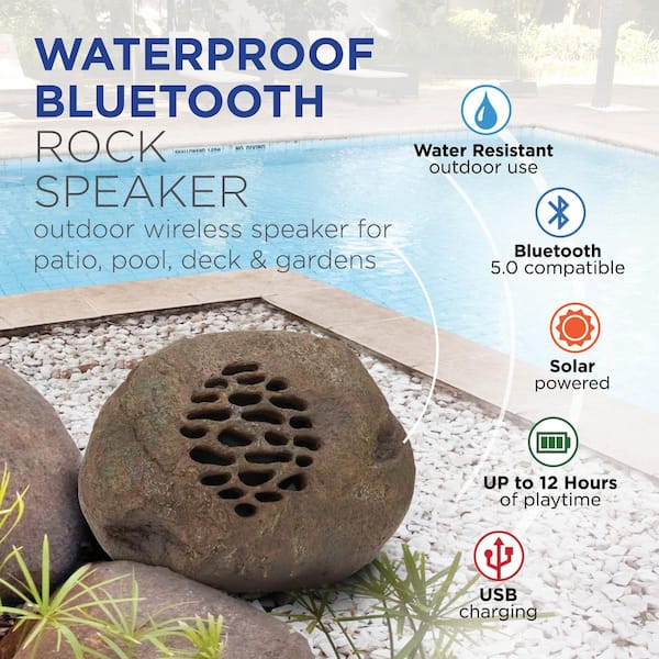 Mentaliteit financiën Discriminerend Alpine Corporation Waterproof Bluetooth Solar-Powered Outdoor Wireless Rock  Speaker - Set of 2 QLP952SLR-2 - The Home Depot