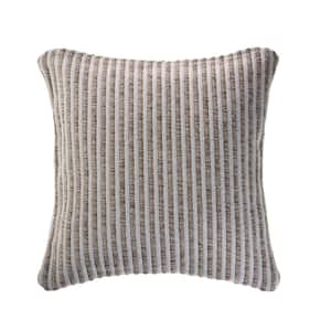 Kind Beige / Cream Striped 22 in. x 22 in. Cotton Indoor Throw Pillow