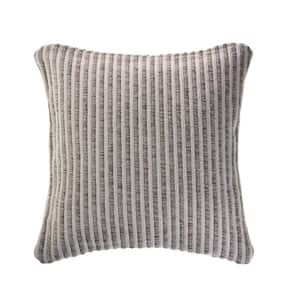 Kind Beige / Cream Striped 22 in. x 22 in. Cotton Indoor Throw Pillow