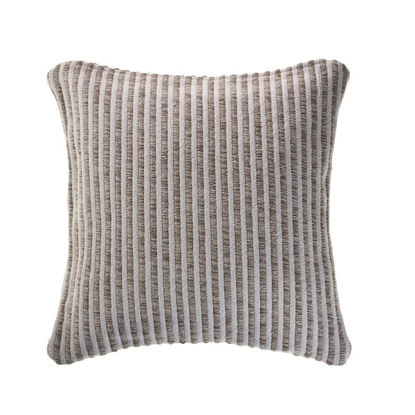 Unbranded Kind Beige / Cream Striped 22 in. x 22 in. Cotton Indoor Throw Pillow
