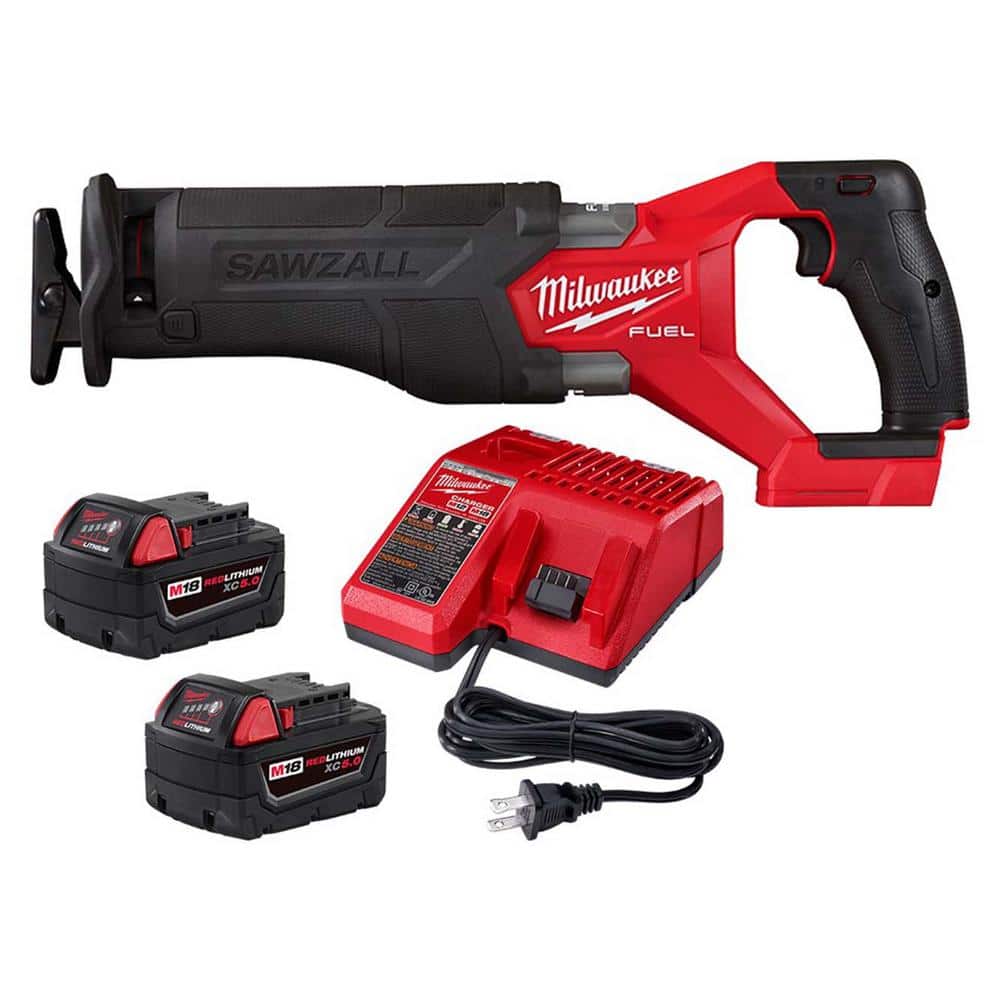 Milwaukee M18 FUEL GEN-2 18V Lithium-Ion Brushless Cordless SAWZALL Reciprocating Saw with Two 5.0Ah Batteries and Charger 2821-20-48-59-1852B
