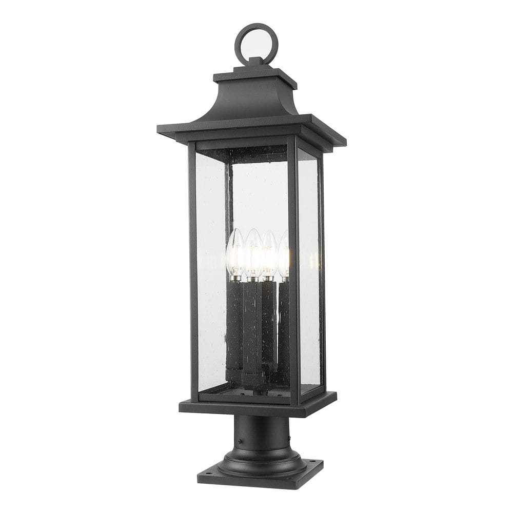 Tiberius 27.25 in. 4 Light Black Aluminum Hardwired Outdoor Weather Resista