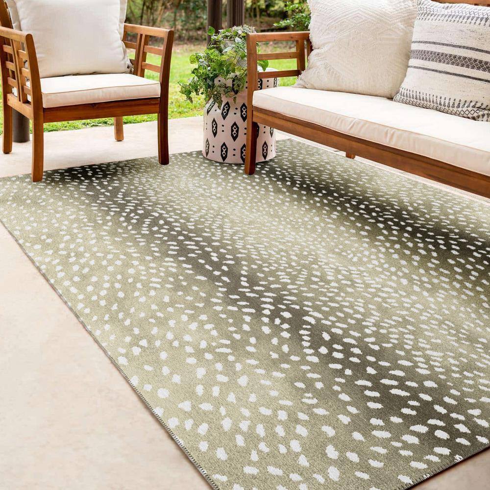 Safari Fawn Animal Print 3' x 5' Non-Skid Chenille Rug