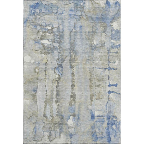 Mayfield Premium Machine Washable Abstract AMF2120 Sky 3 ft. x 5 ft. Area Rug