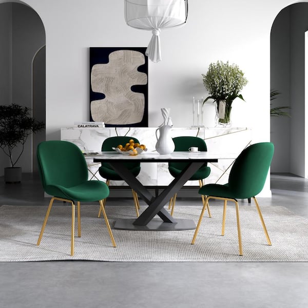 Ashcroft Furniture Co Leandro Green Velvet Cute Dining Room and