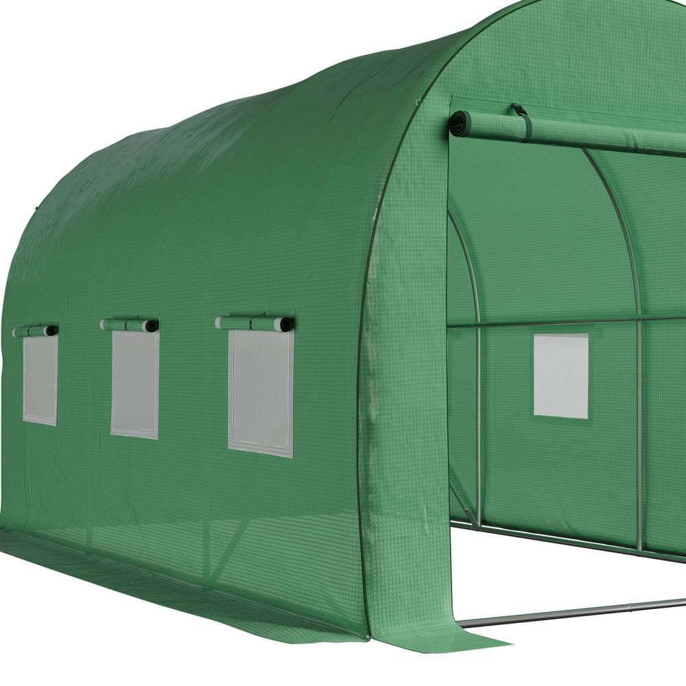 Green Polyethylene Walk-In Greenhouse with Steel Frame