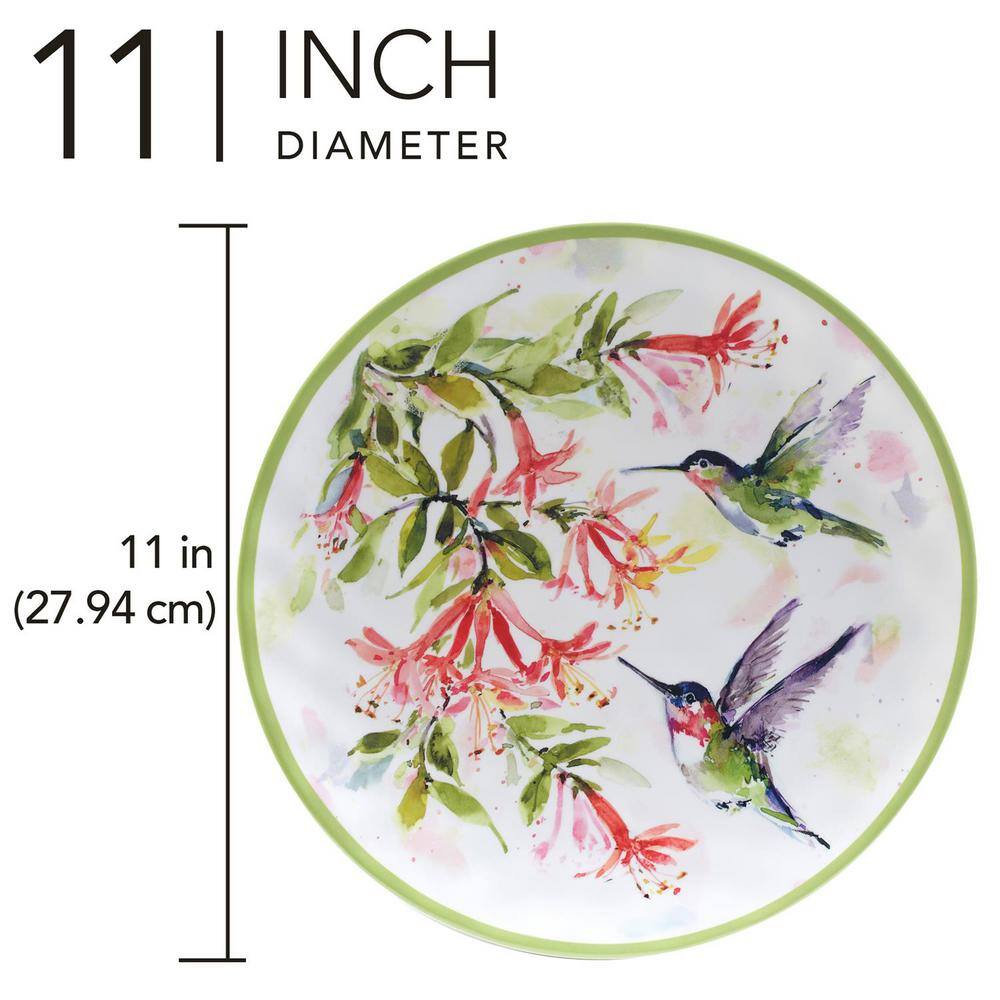 Hummingbirds Multicolor Melamine Spring Dinner Plates, Set of 6