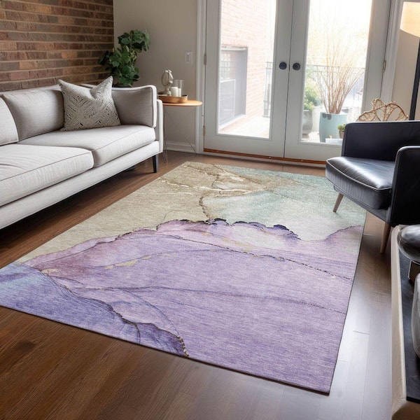 Chantille Machine Washable Indoor/Outdoor Abstract ACN1783 Lavender 8 ft. x 10 ft. Area Rug