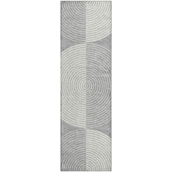 Mayfield Premium Machine Washable Abstract AMF2275 Gray 2 ft. x 7 ft. Runner Rug
