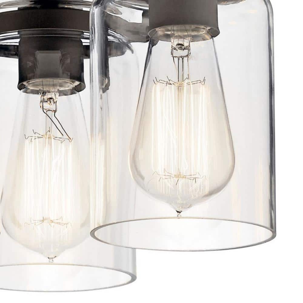 Brinley 11.75" 3-Light Clear Glass Bronze Flush Mount