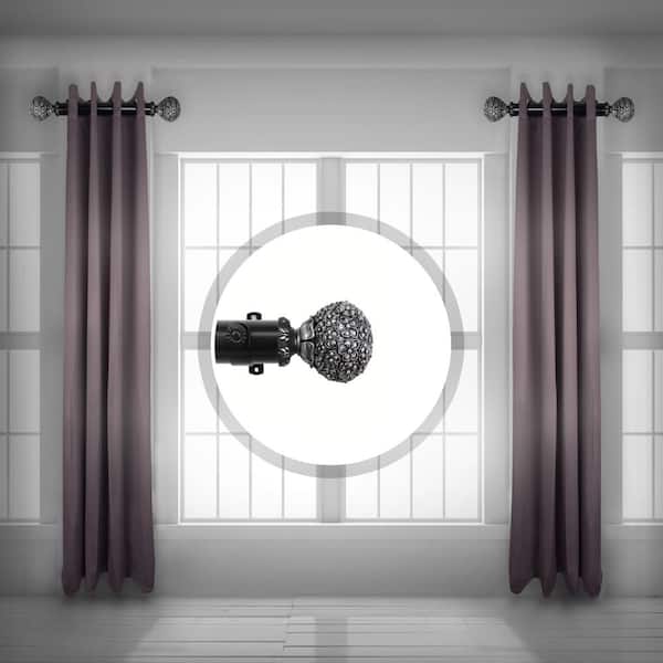 Lush 1.5 inch Side Single Curtain Rod Adjustable 12-20 inch long (Set of 2) - Black