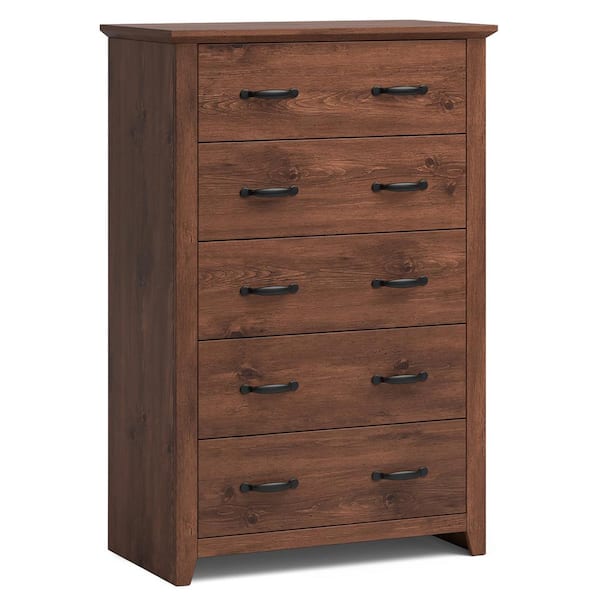 Costway 31 in. Width 5-Drawer Chest of Drawers Storage Dresser Tall Cabinet  Organizer Bedroom Hallway in Walnut JZ10151WN - The Home Depot