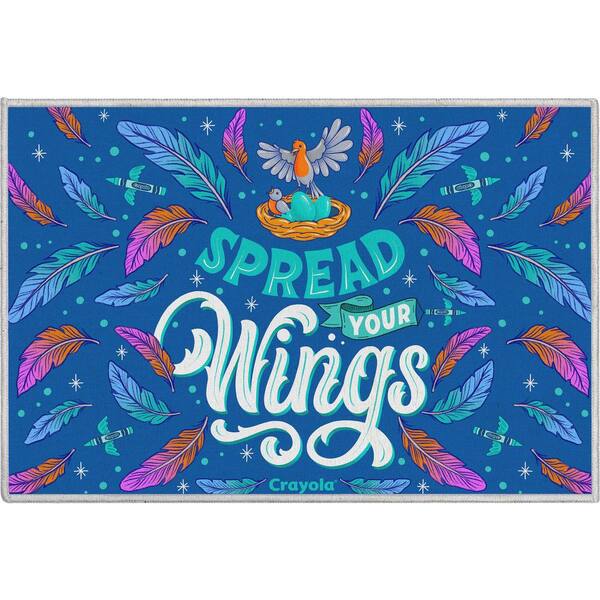 Well Woven Blue 2 ft. x 3 ft. Crayola Spread Your Wings Area Rug