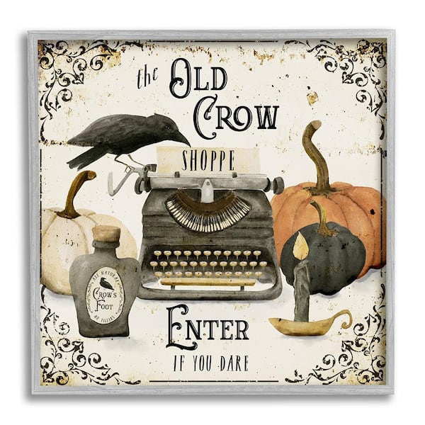 Stupell Industries Vintage Old Crow Shoppe by Deane Beesley 1 Piece Framed Graphic Print Typography Poster Art Print 17 in. x 17 in.