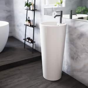 Monaco Ceramic Circular Basin Pedestal Sink in White Bundle