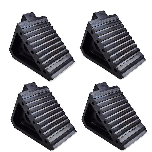 Angel Sar 8" x 4" x 6" 4-Pack Solid Rubber Car Stoppers, Heavy Duty Wheel Chocks for Car Travel Trailers RV Truck and ATV