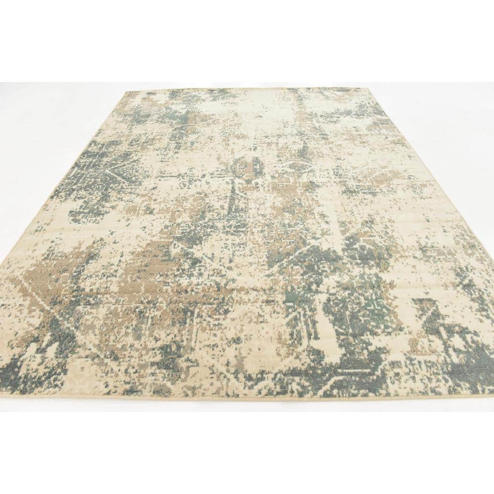 Gray Abstract 8' x 10' Synthetic Stain-Resistant Rug