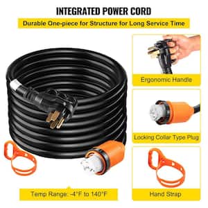 50 ft. 50 Amp 250-Volt 12,000-Watt Black Cable Generator Power Cord ETL Listed Extension Cord