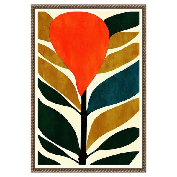Amanti Art "Abstract Flower No.3" by Bo Anderson 1-Piece Floater Frame Giclee Abstract Canvas Art Print 23 in. x 16 in.