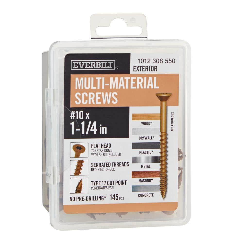 10 x 1-1/4 in. Brown 6-Lobe Torx Drive Exterior Flat Head Multi-Material Screw 1 lb.-Box (145-piece) price history on PriceWatchPro