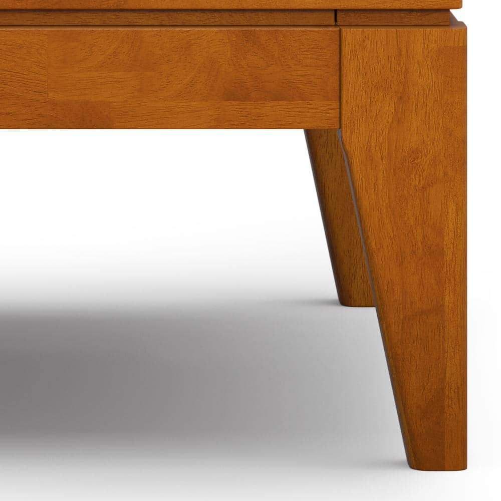 Teak Brown Solid Hardwood Square End Table with Storage