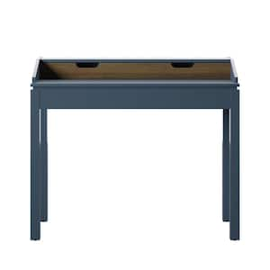 40 in. W Rectangular Fontana Blue Wood Secretary Desk with USB Charging Ports