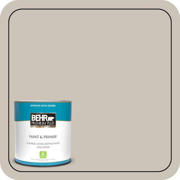 BEHR PREMIUM PLUS 1 qt. Designer Collection #DC-009 Vintage Pewter Satin Enamel Low Odor Interior Paint & Primer