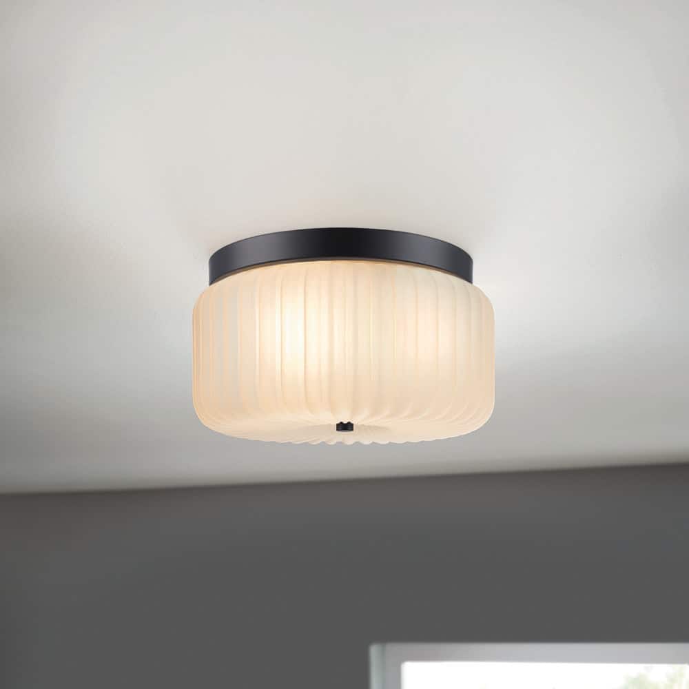 Home Decorators Collection Caroline 11 in. 2-Light Matte Black Flush ...
