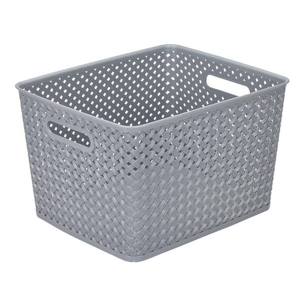 Simplify 14 in. D x 9 in. H x 11 in. W Grey Plastic Cube Storage Bin