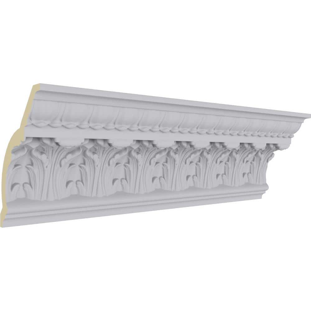 Odessa Leaf Dentil White Polyurethane Crown Moulding, 94.5 in