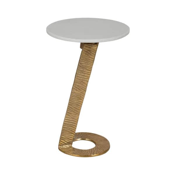 Liv & Skye 15 in. White Round Glass Accent Table