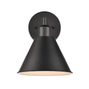 Angus 8 in. W 1-Light Matte Black Vanity Light