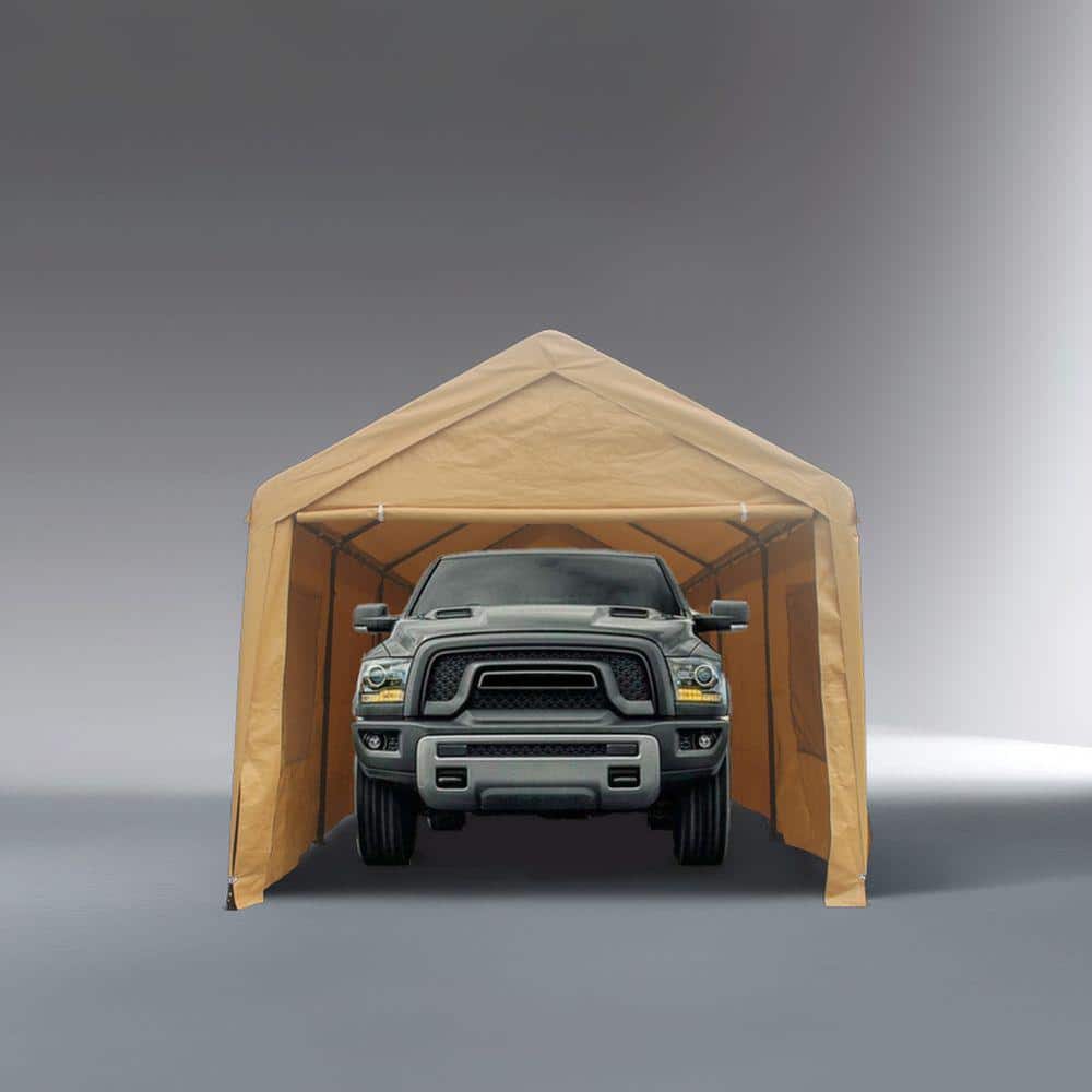 10 ft. W x 20 ft. D Heavy-Duty Metal Shed Carport Car Canopy Shelter Portab