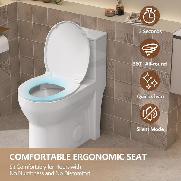 Getpro 12 in. Rough in 1-piece 1.1/1.6 GPF Dual Flush Round Toilet