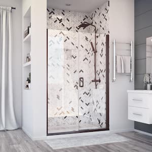 Distinctive Elite 42 in. W x 71.375 in. H Semi-Frameless Hinged Shower Door and Inline Panel in Oil Rubbed Bronze
