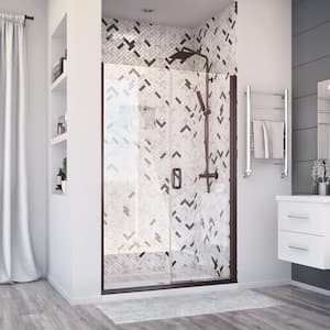 Distinctive Elite 43 in. W x 71.375 in. H Semi-Frameless Hinged Shower Door and Inline Panel in Oil Rubbed Bronze