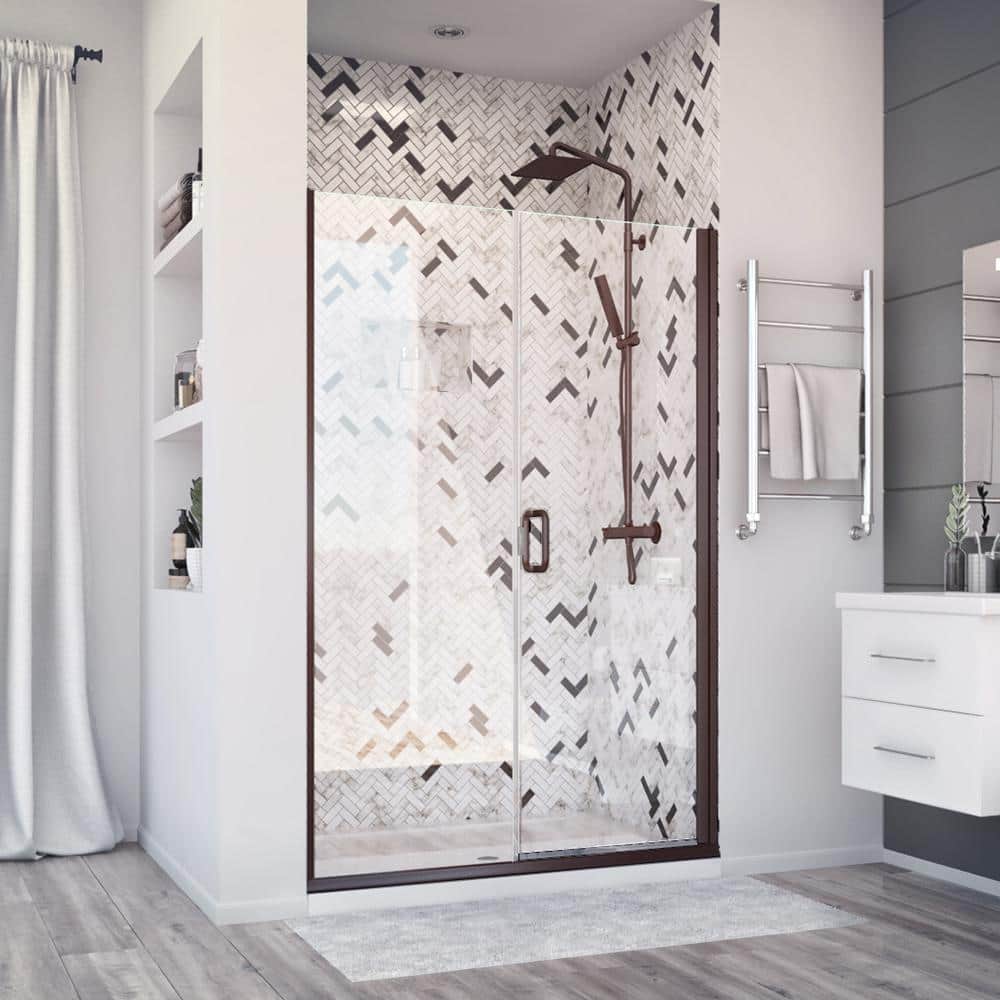 Deluxe 49 in. W x 71.375 in. H Hinged Semi-Frameless Shower Door and Inline Panel in Oil Rubbed Bronze price history on PriceWatchPro