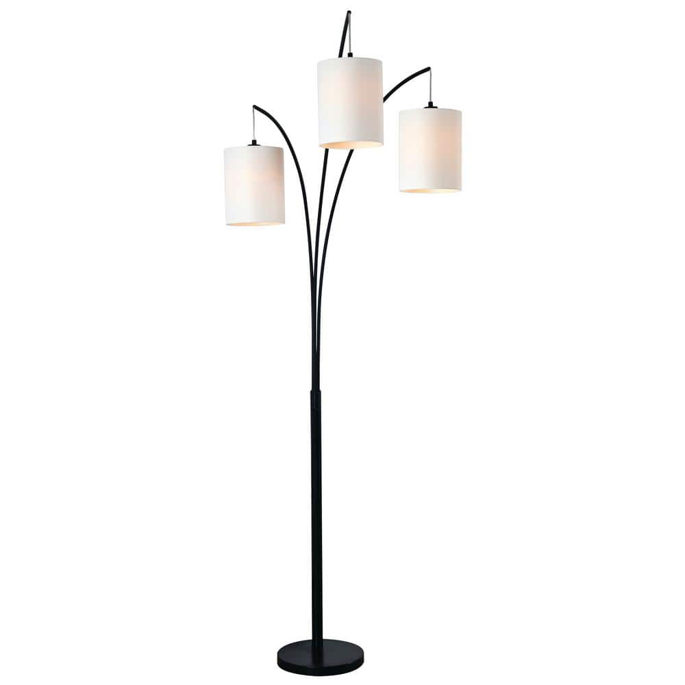 Leah 83.5 in. Black 3-Light Arc Floor Lamp with Linen Drum Shade price history on PriceWatchPro
