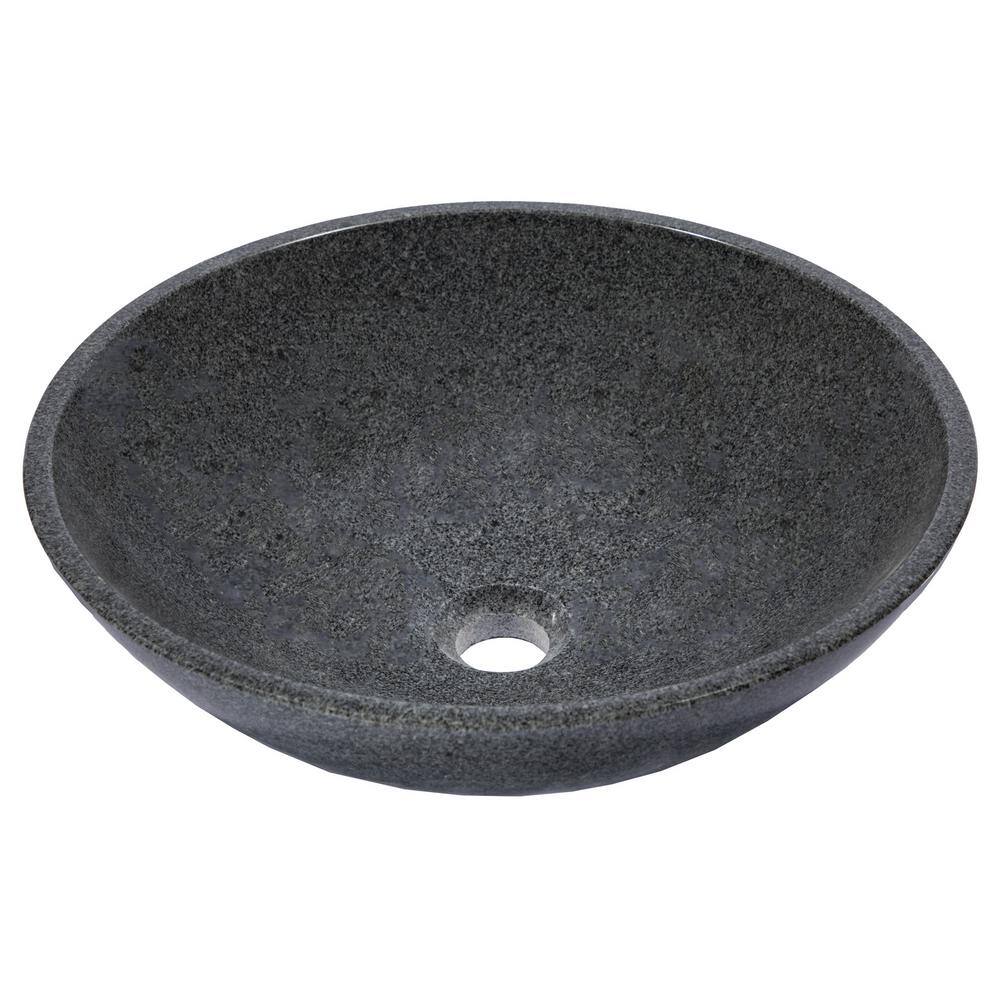 Sesame Gray Granite Circular Wall-Mount Bathroom Sink