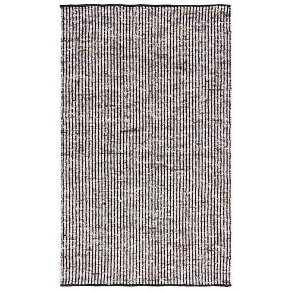 Natura 3 ft. x 5 ft. Black/Ivory Marle Striped Area Rug