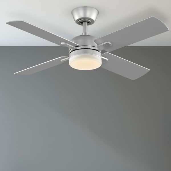 Letta 42 in. LED Indoor Silver Downrod Mount Ceiling Fan with DC Motor and Remote Included