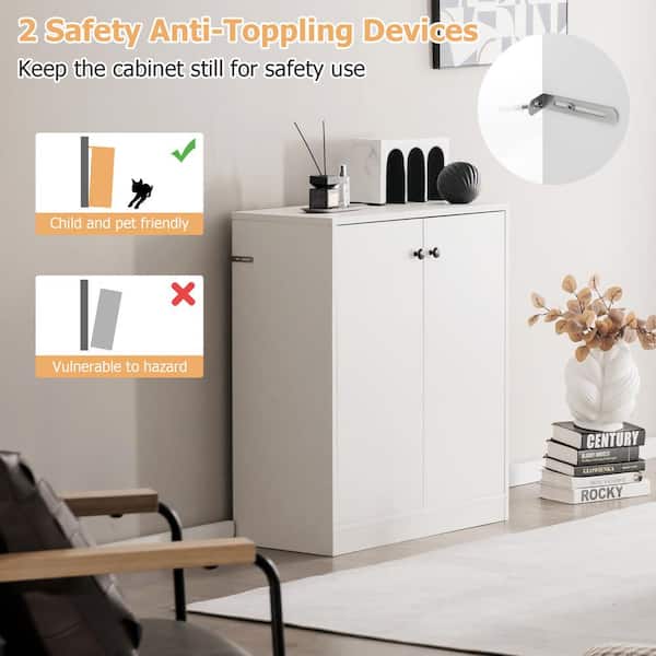 Costway 2-Door White Storage Cabinet Buffet Cabinet with 3 Shelves
