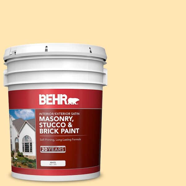 BEHR 5 gal. #P260-3 Vanilla Ice Cream Satin Interior/Exterior Masonry, Stucco and Brick Paint
