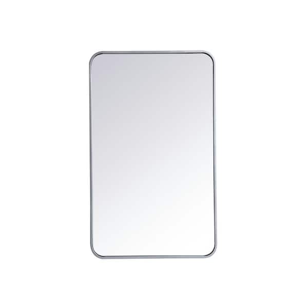 Unbranded Timeless Home 22 in. W x 36 in. H x Modern Soft Corner Metal Rectangle Silver Mirror