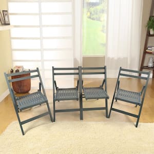 Set of 4 Wood Outdoor and Indoor Dining Chair Patio Dining Set with Arm (Gray)