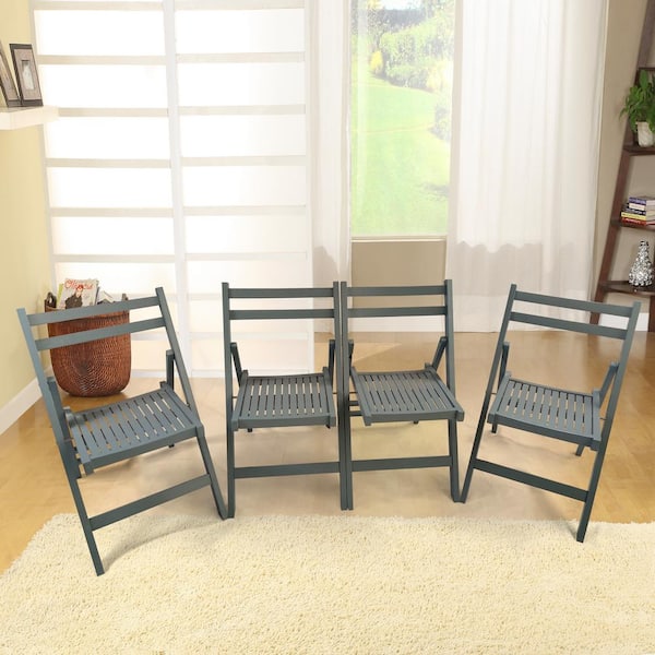 HOTEBIKE Set of 4 Wood Outdoor and Indoor Dining Chair Patio Dining Set with Arm (Gray)